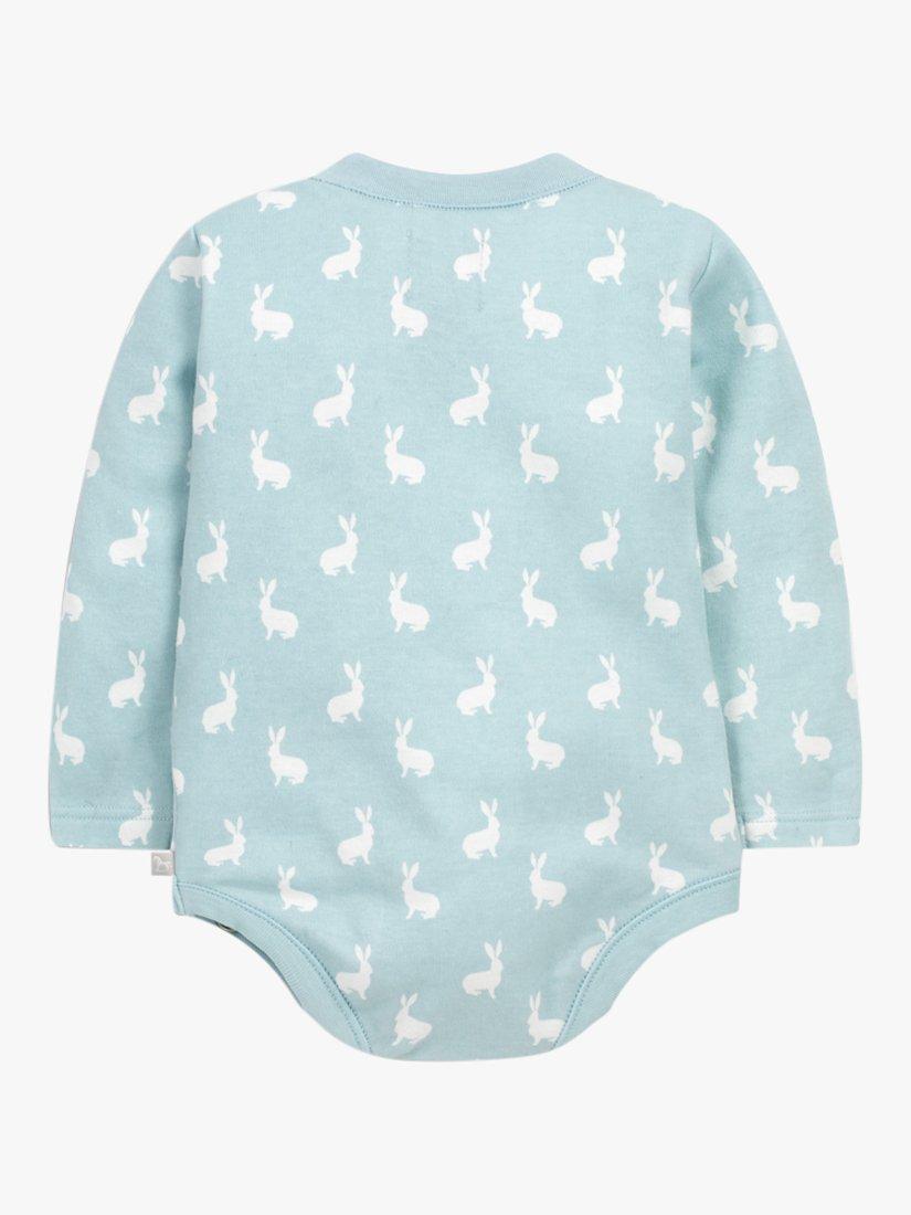 Product image 3 of 4, which shows The Little Tailor Baby Hare Print Bodysuit, Blue, 6-9 months