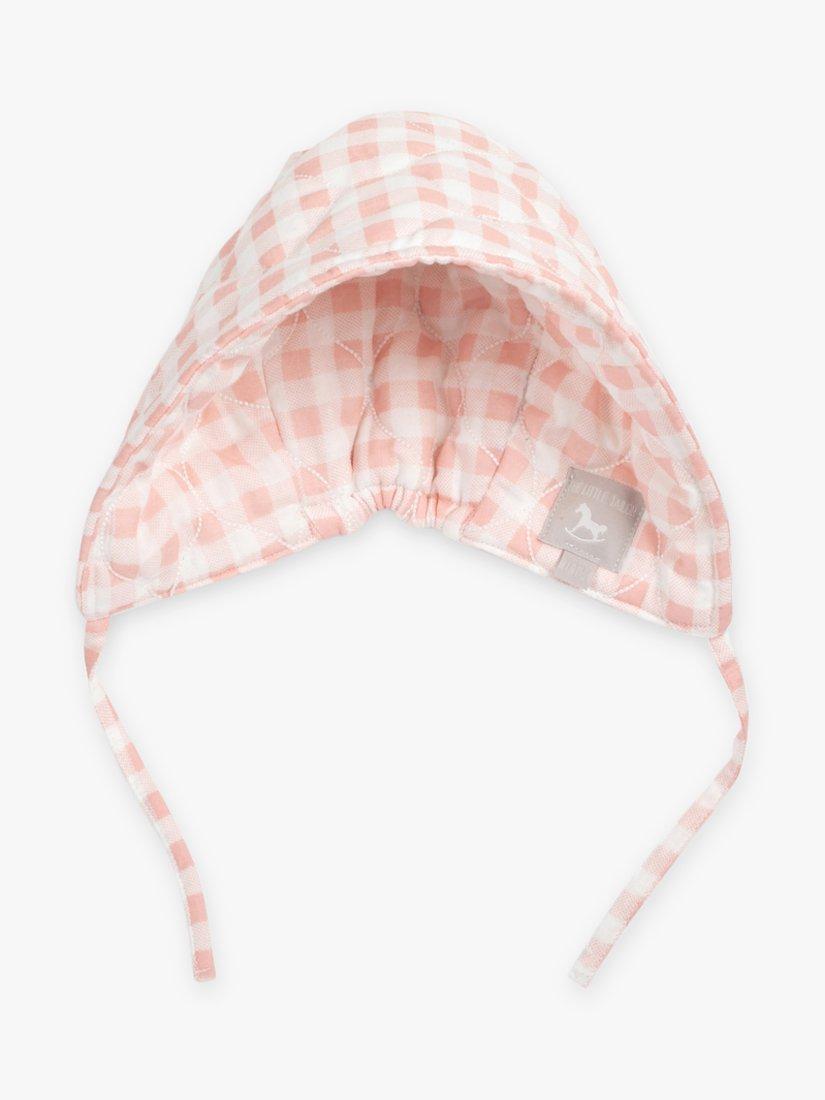 The Little Tailor Baby Super Soft Woven Bonnet, Pink Gingham, 12 months