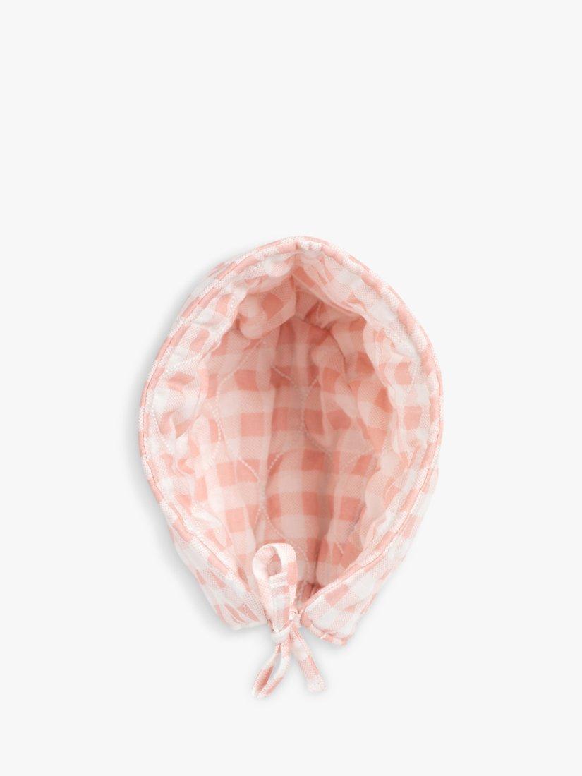 The Little Tailor Baby Super Soft Woven Bonnet, Pink Gingham, 12 months