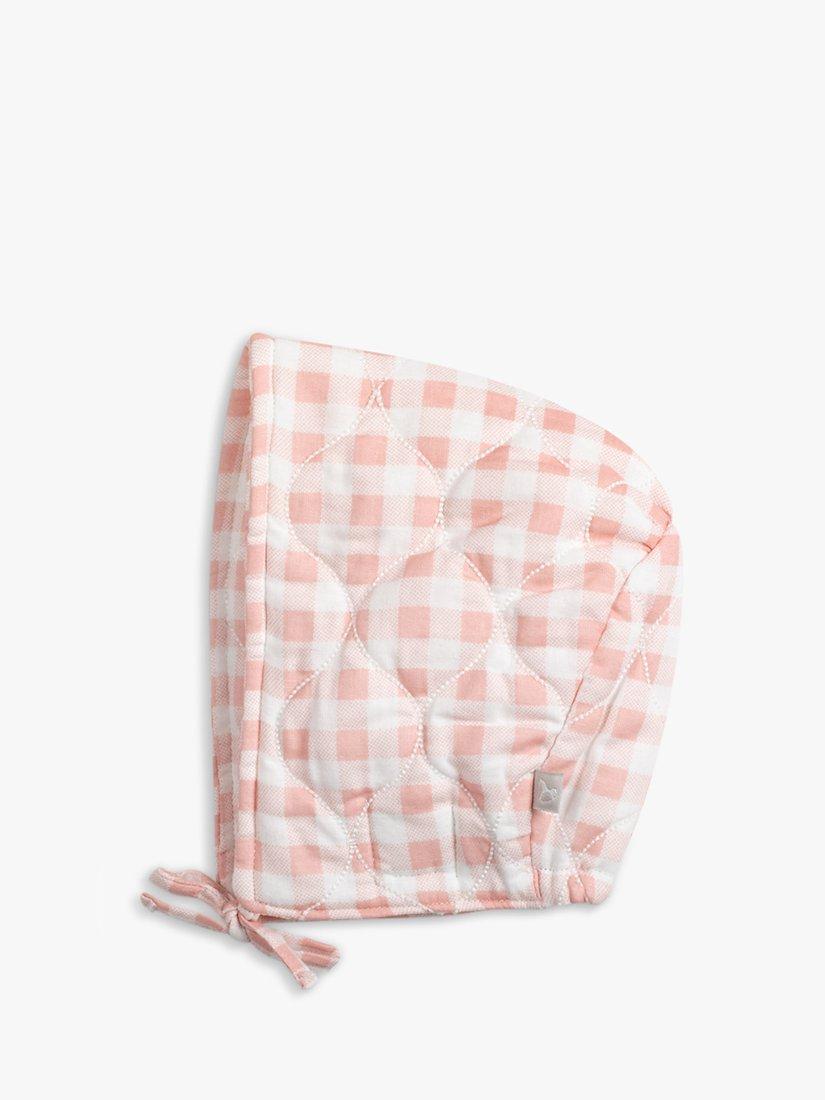 The Little Tailor Baby Super Soft Woven Bonnet, Pink Gingham, 12 months