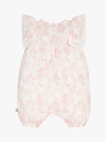 The Little Tailor Baby Muslin Playsuit - view 2, Pink Woodland