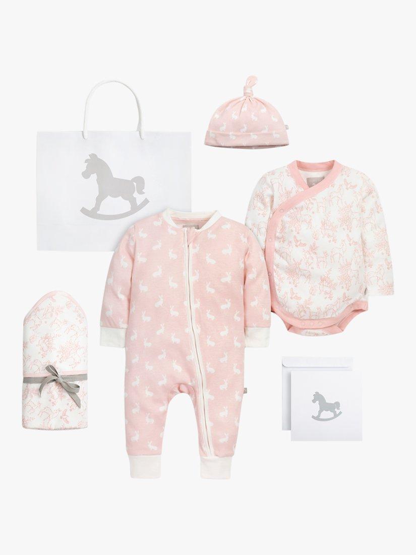 Product image 1 of 10, which shows The Little Tailor Welcome Little Baby Gift Set, 4 pieces, Pink Woodland, 0-3 months