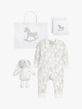 The Little Tailor Baby Sleepsuit and Bunny Gift Set, White Woodland