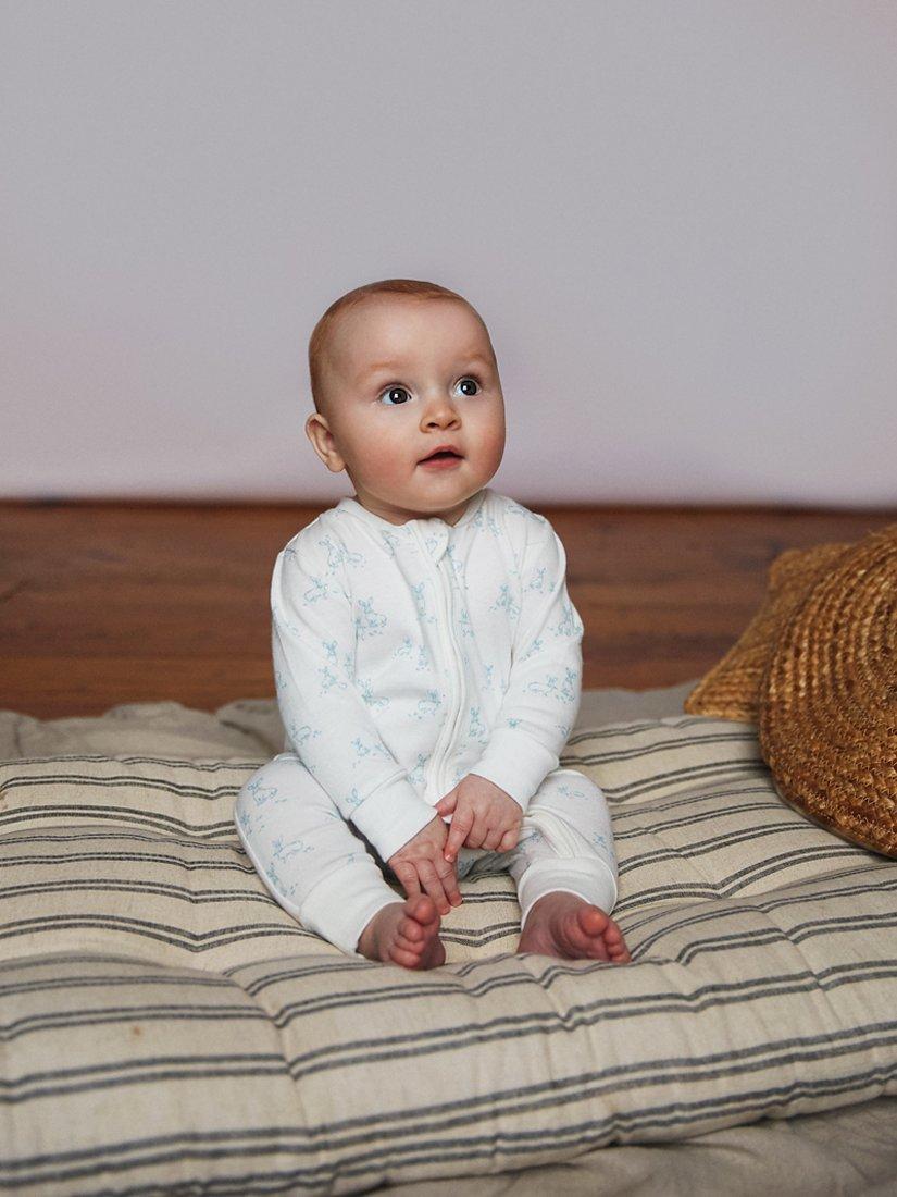 Product image 9 of 10, which shows The Little Tailor Baby Sleepsuit and Bunny Gift Set, Blue Hare, 0-3 months