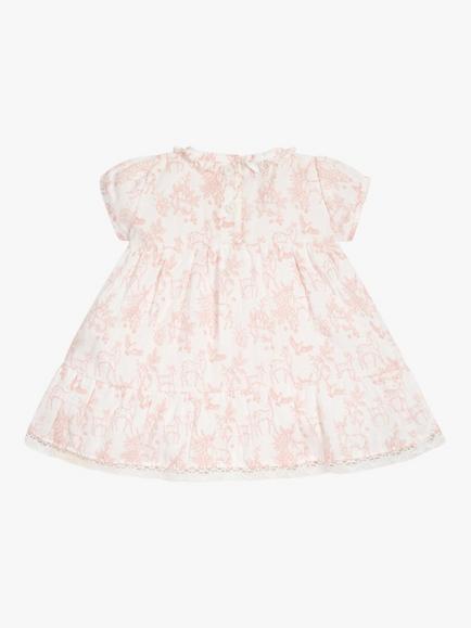 The Little Tailor Baby Muslin Dress and Bloomers Set, Pink Woodland - view 2, Pink Woodland