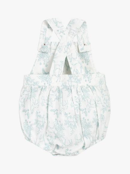 The Little Tailor Baby Woven Shorty Dungarees - view 2, Blue Woodland