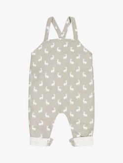 The Little Tailor Baby Hare Print Jersey Dungarees - view 2, Grey