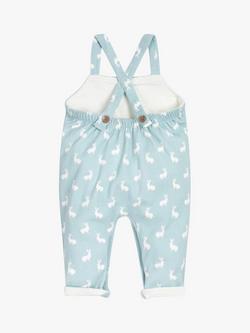 The Little Tailor Baby Hare Print Jersey Dungarees - view 2, Blue