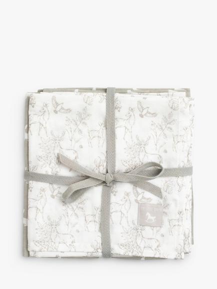 The Little Tailor Mixed Pattern Muslin Cloths, Pack of 4 - view 2, Grey