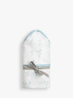 The Little Tailor Jersey Baby Blanket, 70 x 70cm, Blue Hare/Woodland
