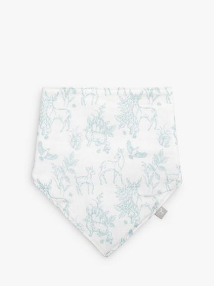 The Little Tailor Baby Muslin Bibs, Pack of 2 - view 2, Blue Ticking Stripe/Woodland