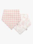 The Little Tailor Baby Muslin Bibs, Pack of 2, Pink Gingham/Woodland