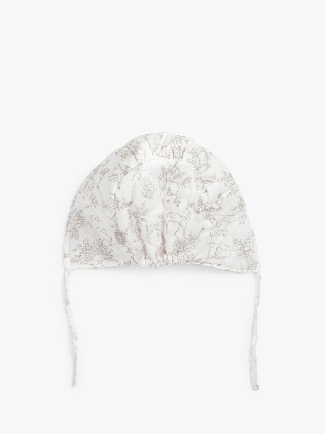 Product image 4 of 7, which shows The Little Tailor Baby Super Soft Woven Bonnet, White Woodland, 6 months