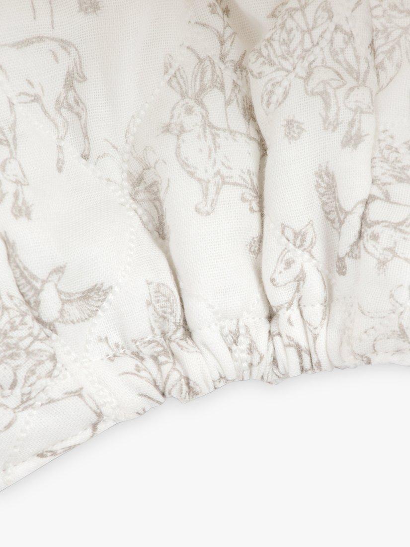 Product image 5 of 7, which shows The Little Tailor Baby Super Soft Woven Bonnet, White Woodland, 6 months
