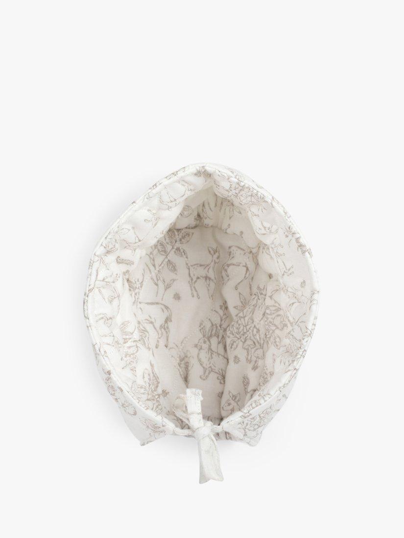 Product image 6 of 7, which shows The Little Tailor Baby Super Soft Woven Bonnet, White Woodland, 6 months