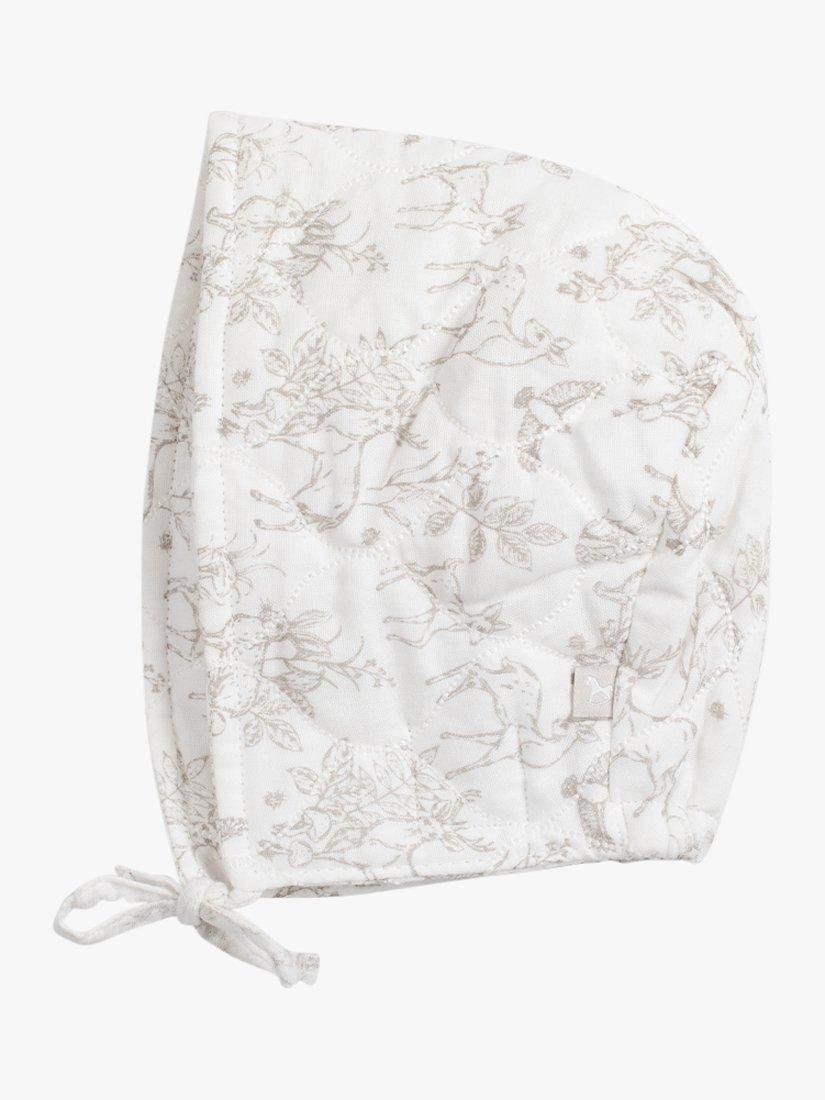 Product image 7 of 7, which shows The Little Tailor Baby Super Soft Woven Bonnet, White Woodland, 6 months