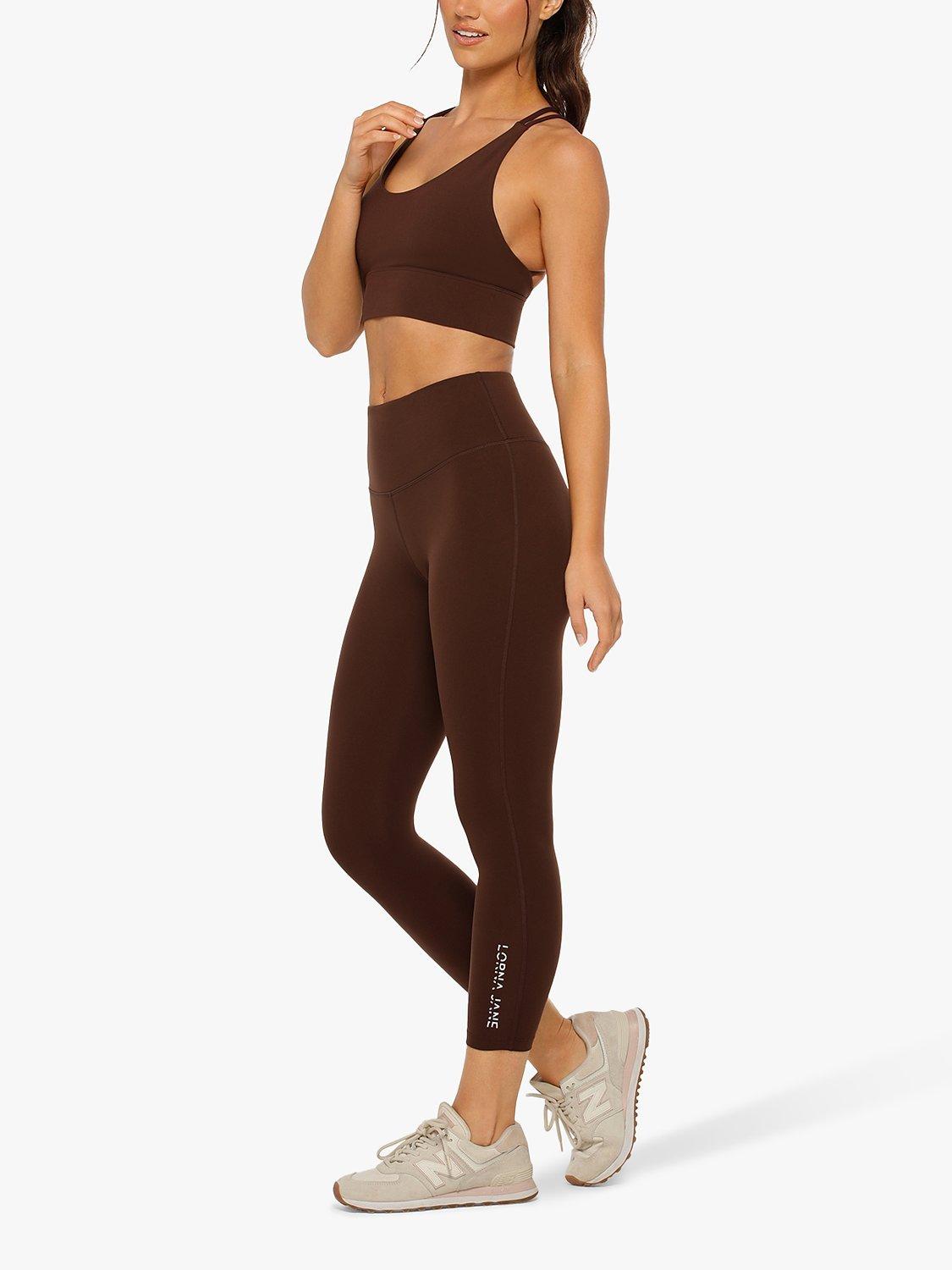 Lorna Jane Lotus Cross Back Sports Bra, Espresso, S