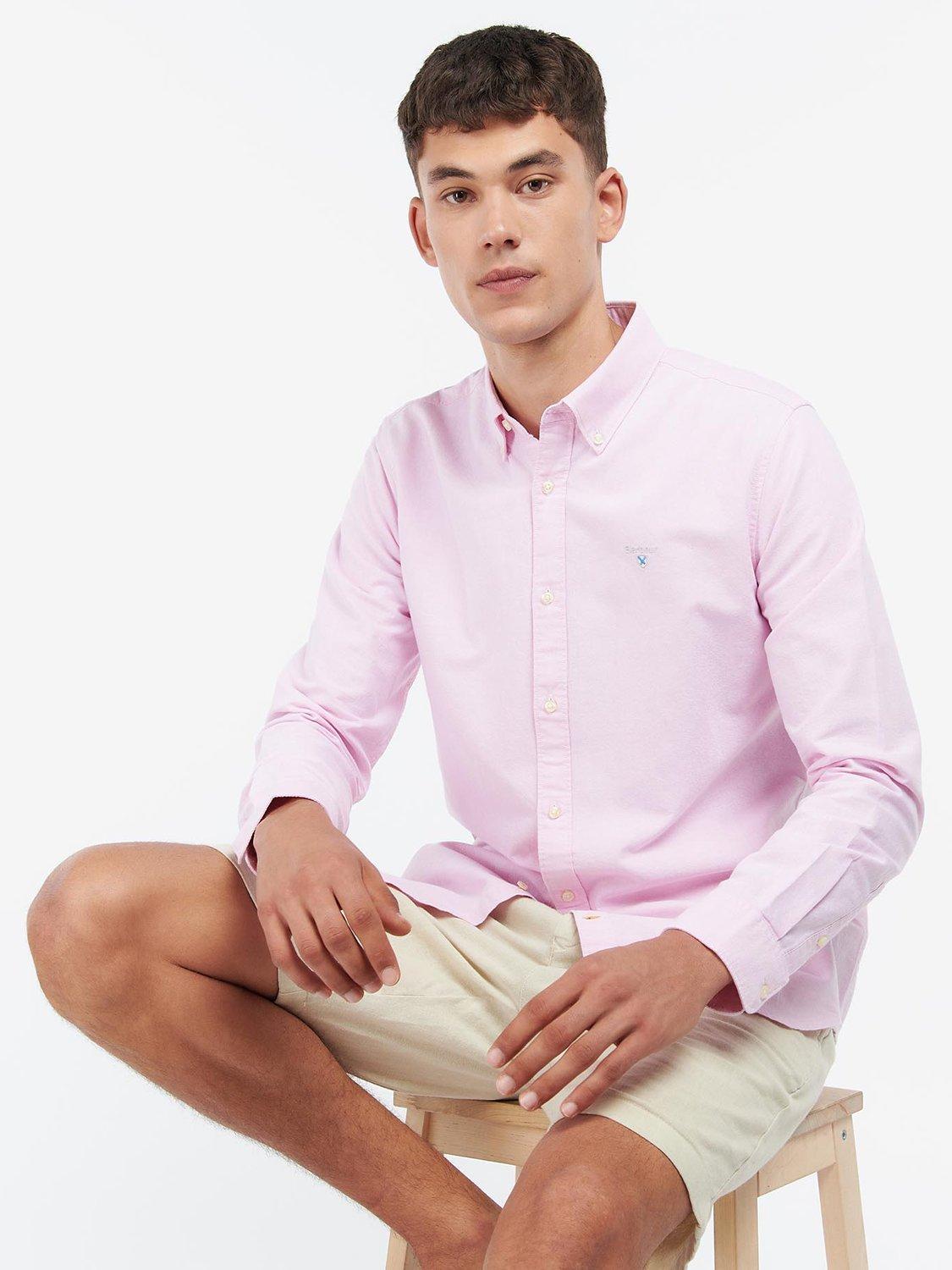 Product image 1 of 6, which shows Barbour Tailored Fit Oxford Shirt, Pink, S