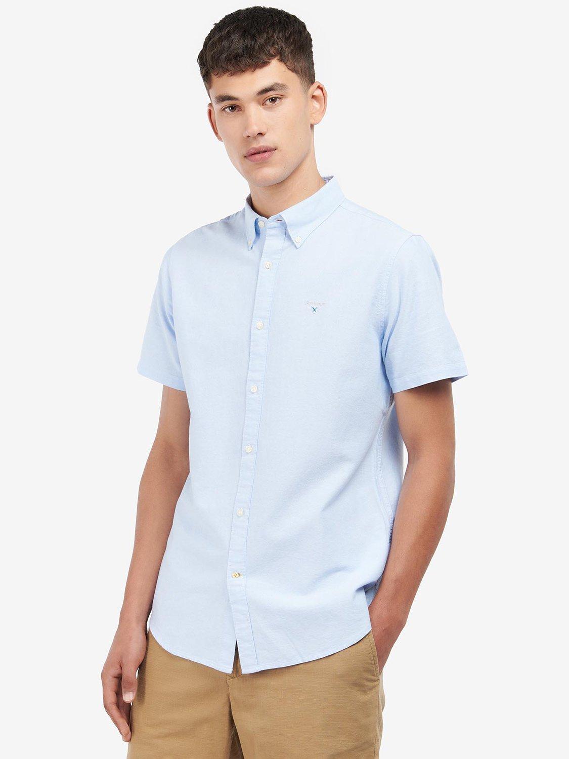 Product image 1 of 6, which shows Barbour Oxford Cotton Short Sleeve Shirt, Sky, XXL