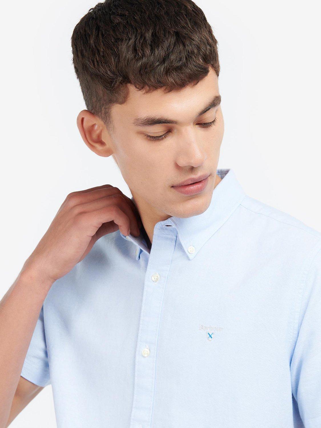 Product image 5 of 6, which shows Barbour Oxford Cotton Short Sleeve Shirt, Sky, XXL