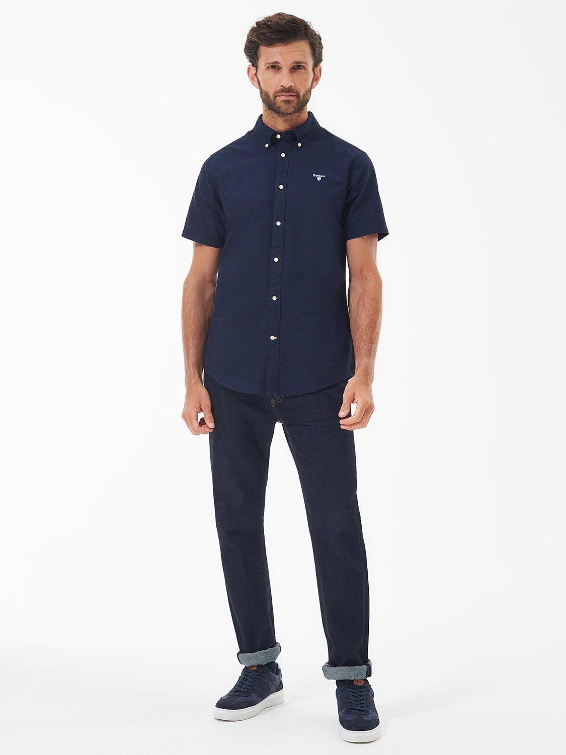 Product image 3 of 6, which shows Barbour Oxford Cotton Short Sleeve Shirt, Navy, M
