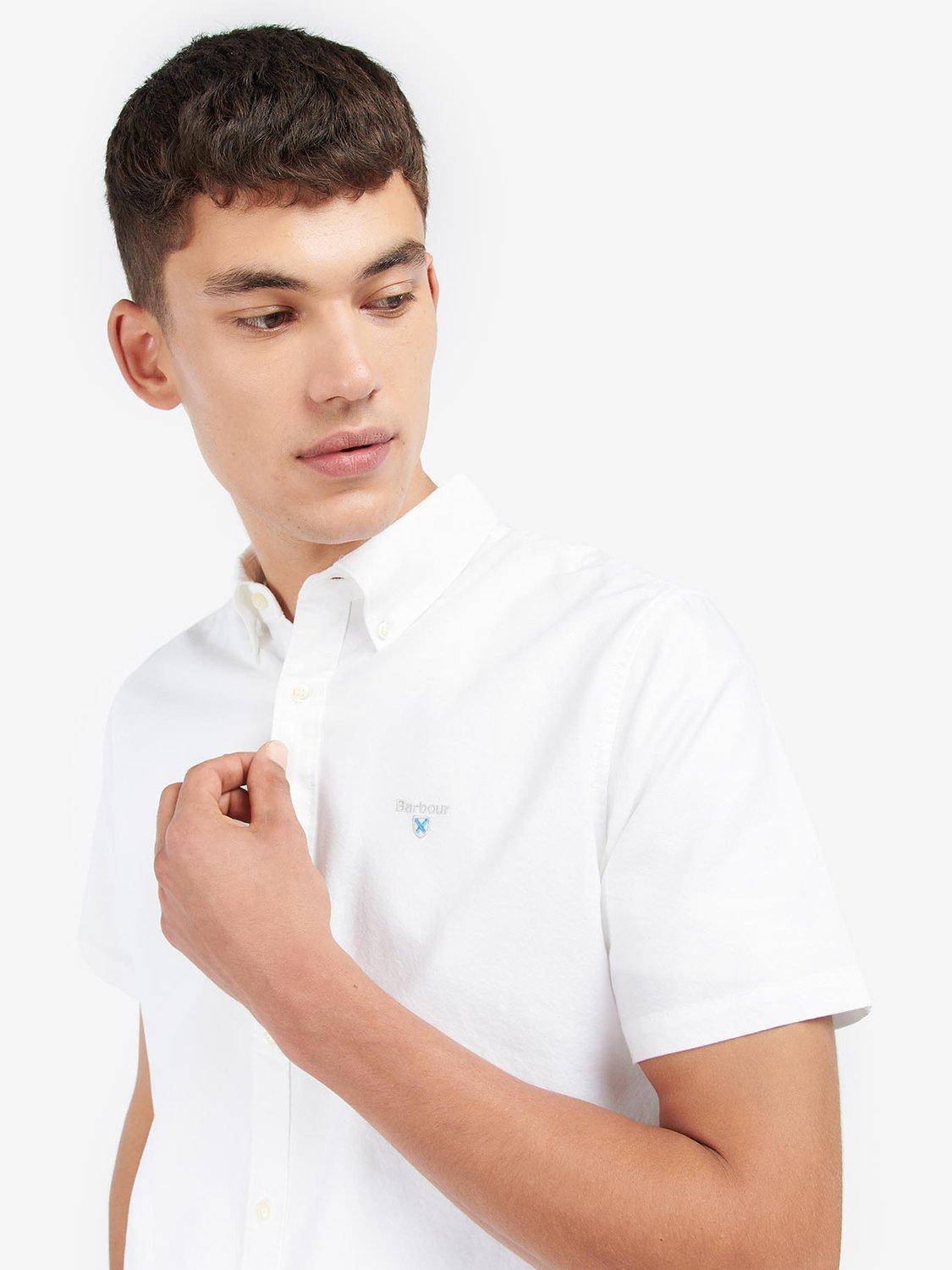 Barbour Oxford Cotton Short Sleeve Shirt, White