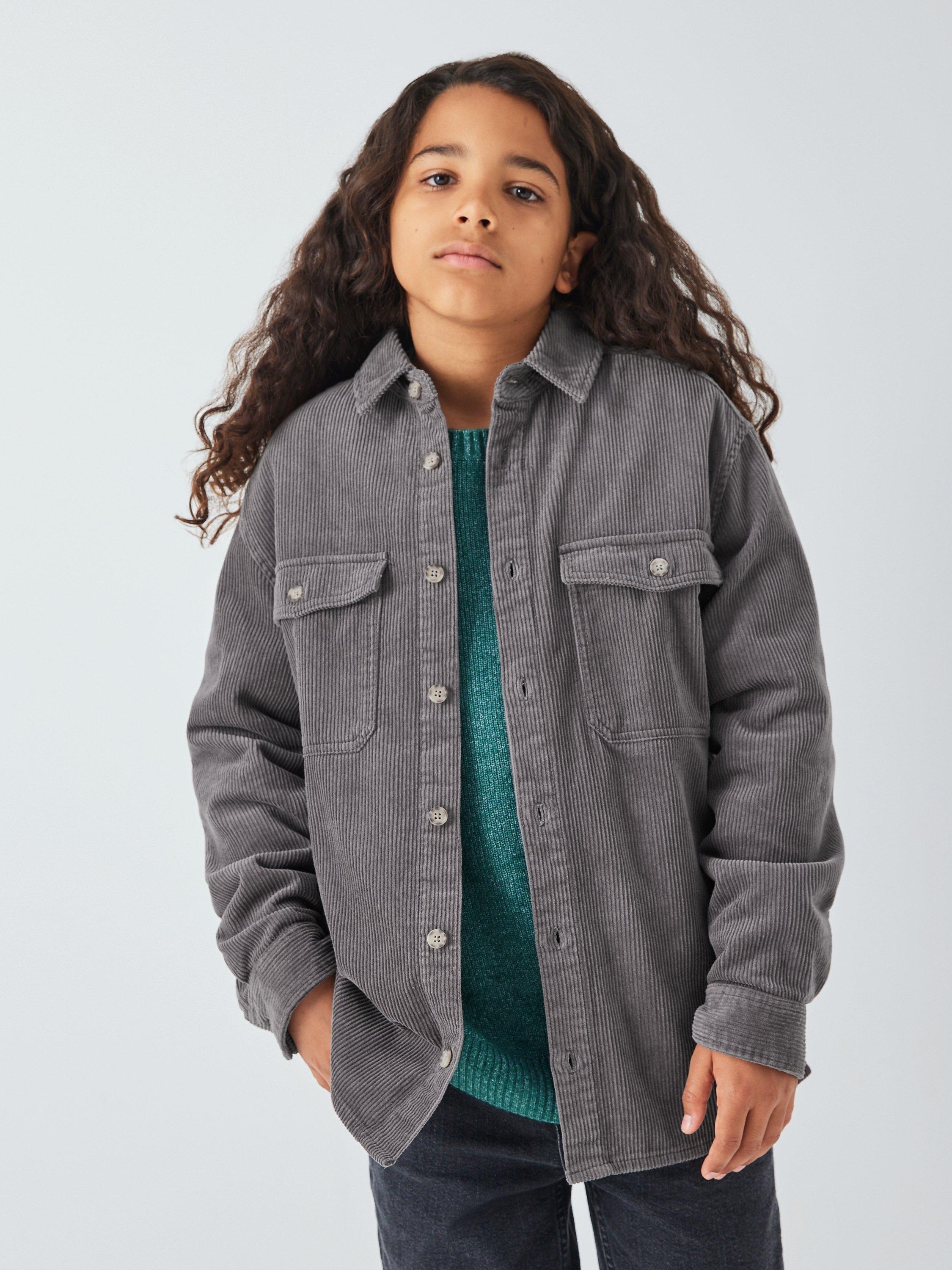 John Lewis Kids' Plain Corduroy Shirt, Grey