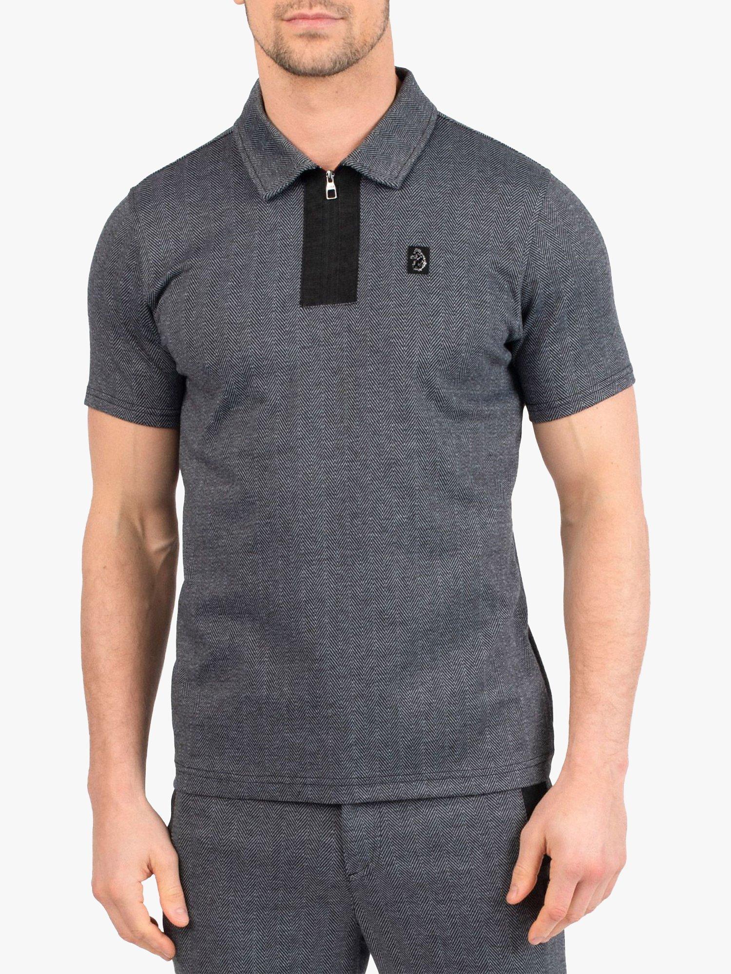 LUKE 1977 Luzech Short Sleeve Zip Up Polo Top, Graphite