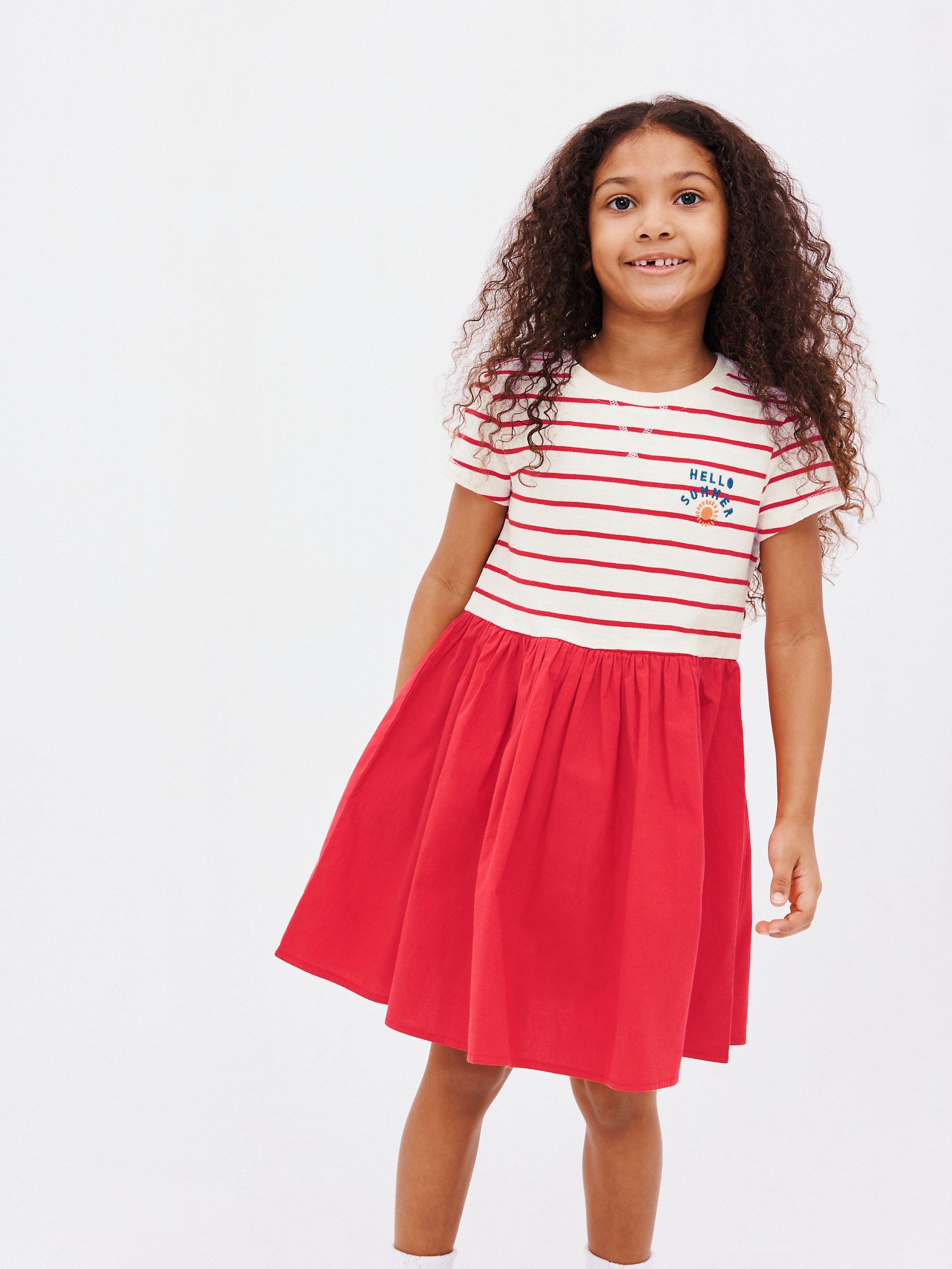 John Lewis Kids' Hello Summer Split Jersey Dress, Bittersweet