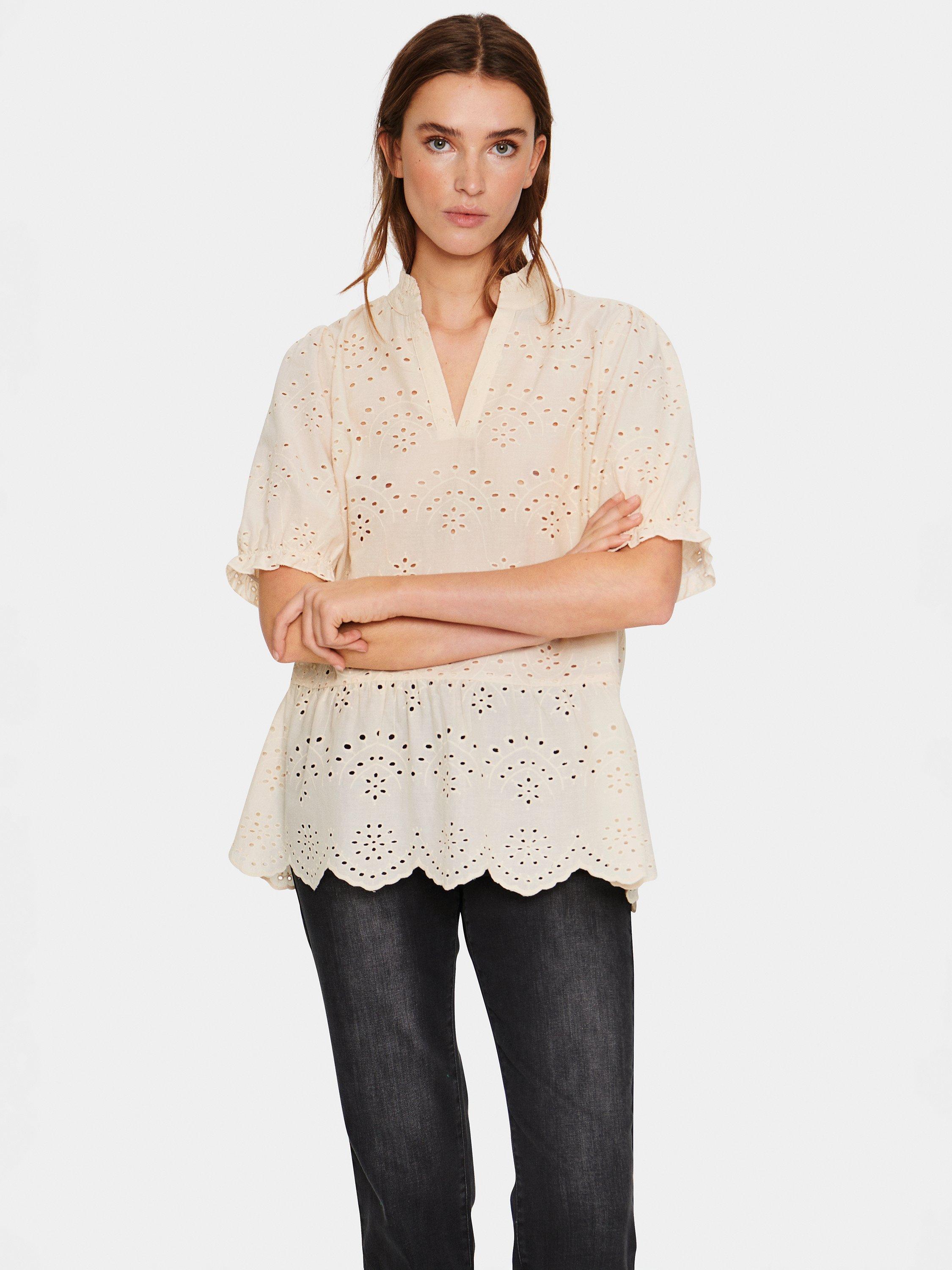 Saint Tropez Geleksa V-Neck Blouse, Creme