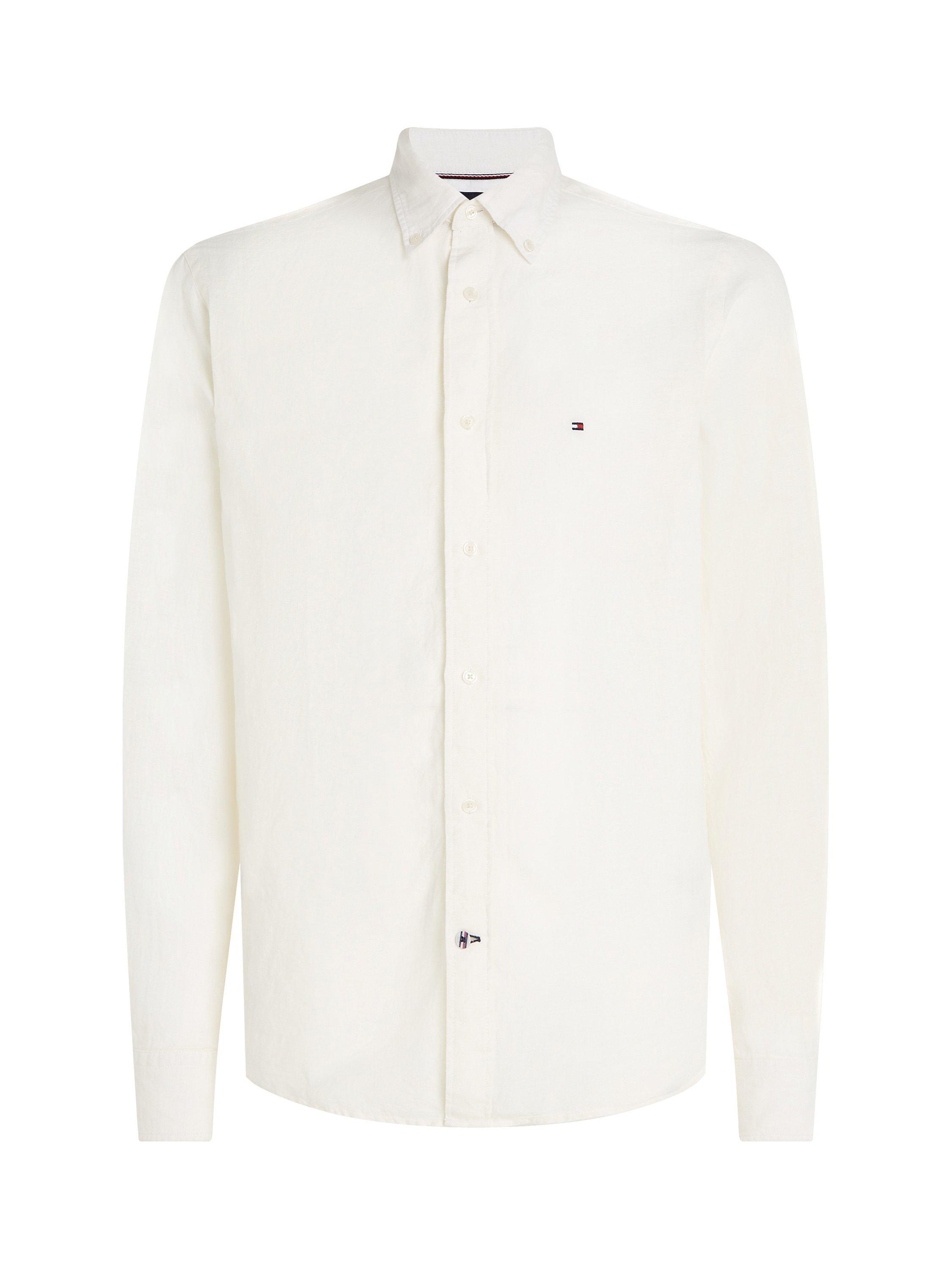 Tommy Hilfiger Pigment Long Sleeve Linen Shirt, Weathered White