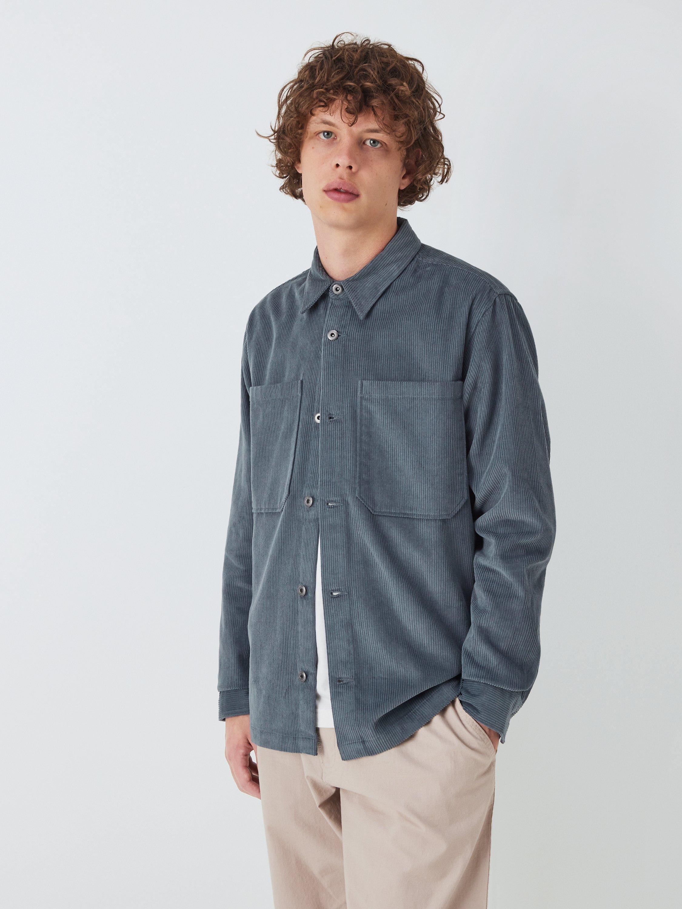 John Lewis ANYDAY Cord Overshirt, Stormy Weather, S