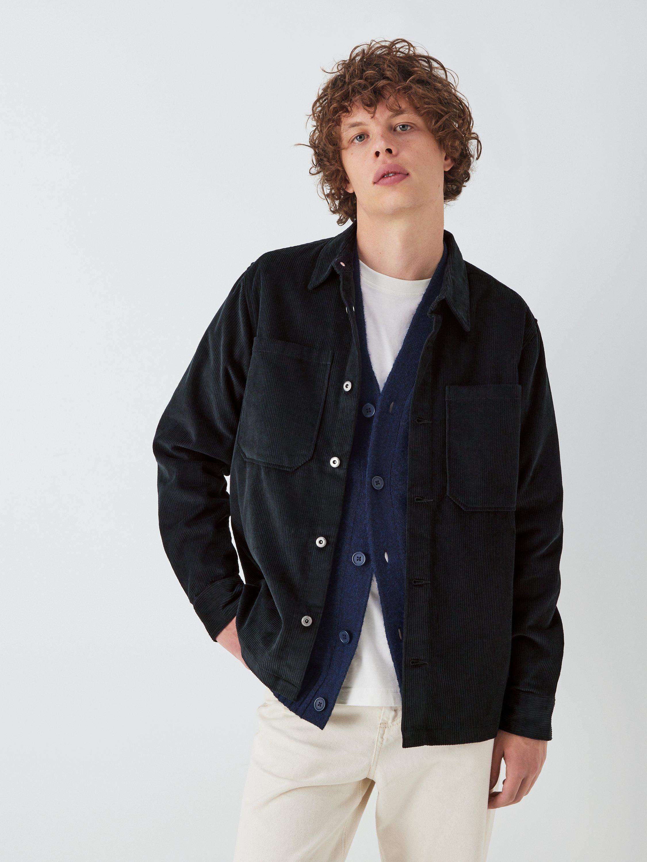 John Lewis ANYDAY Cord Overshirt, Black, L