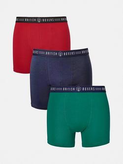 British Boxers Cotton Trunks, Pack of 3, Heritage Mix