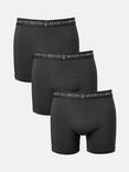 British Boxers Cotton Trunks, Pack of 3, Coal Black