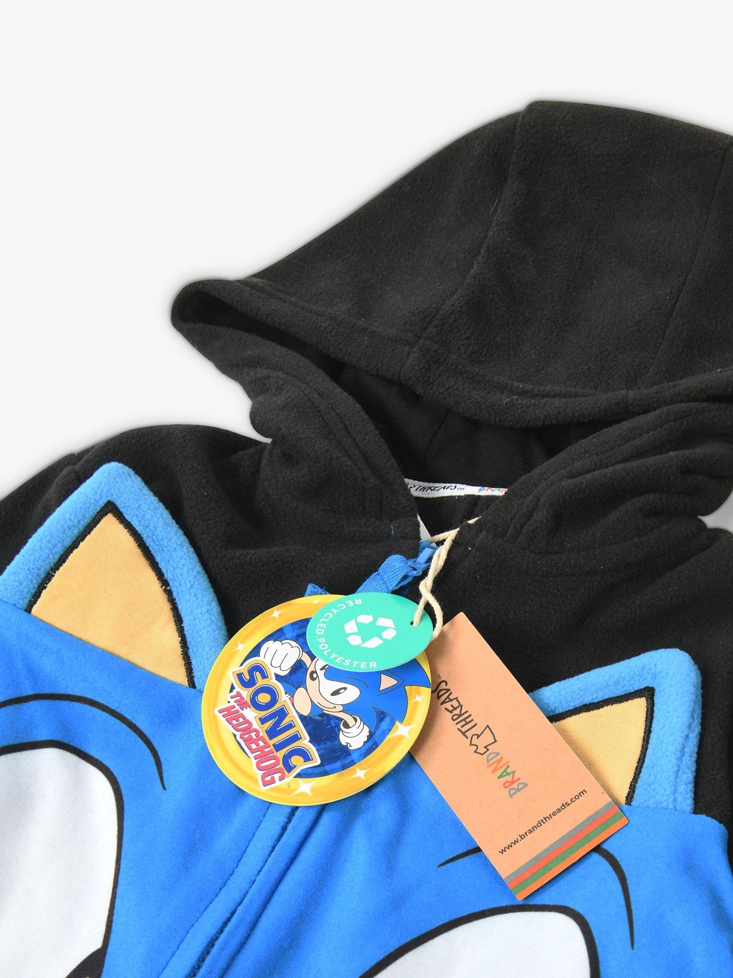 Product image 3 of 4, which shows Brand Threads Kids' Sonic The Hedgehog Onesie, Black, 4-5 years