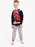 Brand Threads Kids' Spiderman Pyjama Set, Black Multi