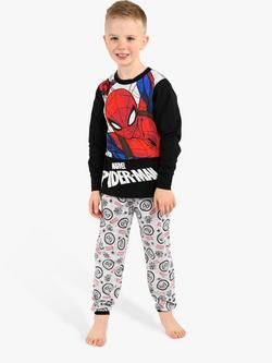 Brand Threads Kids' Spiderman Pyjama Set, Black Multi, Black Multi