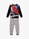 Brand Threads Kids' Spiderman Pyjama Set, Black Multi