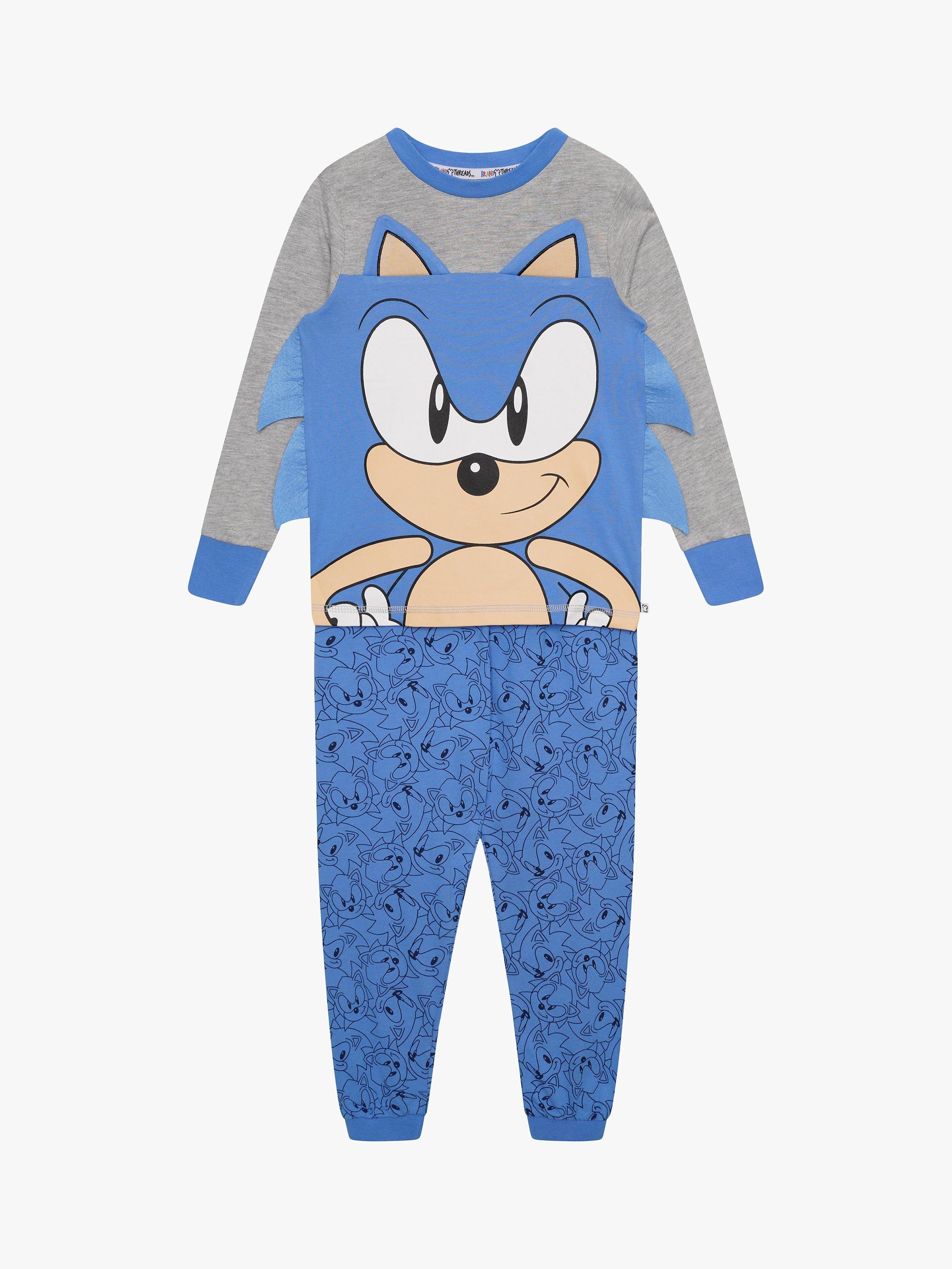 Product image 1 of 4, which shows Brand Threads Kids' Sonic the Hedgehog Pyjama Set, Blue, 4-5 years