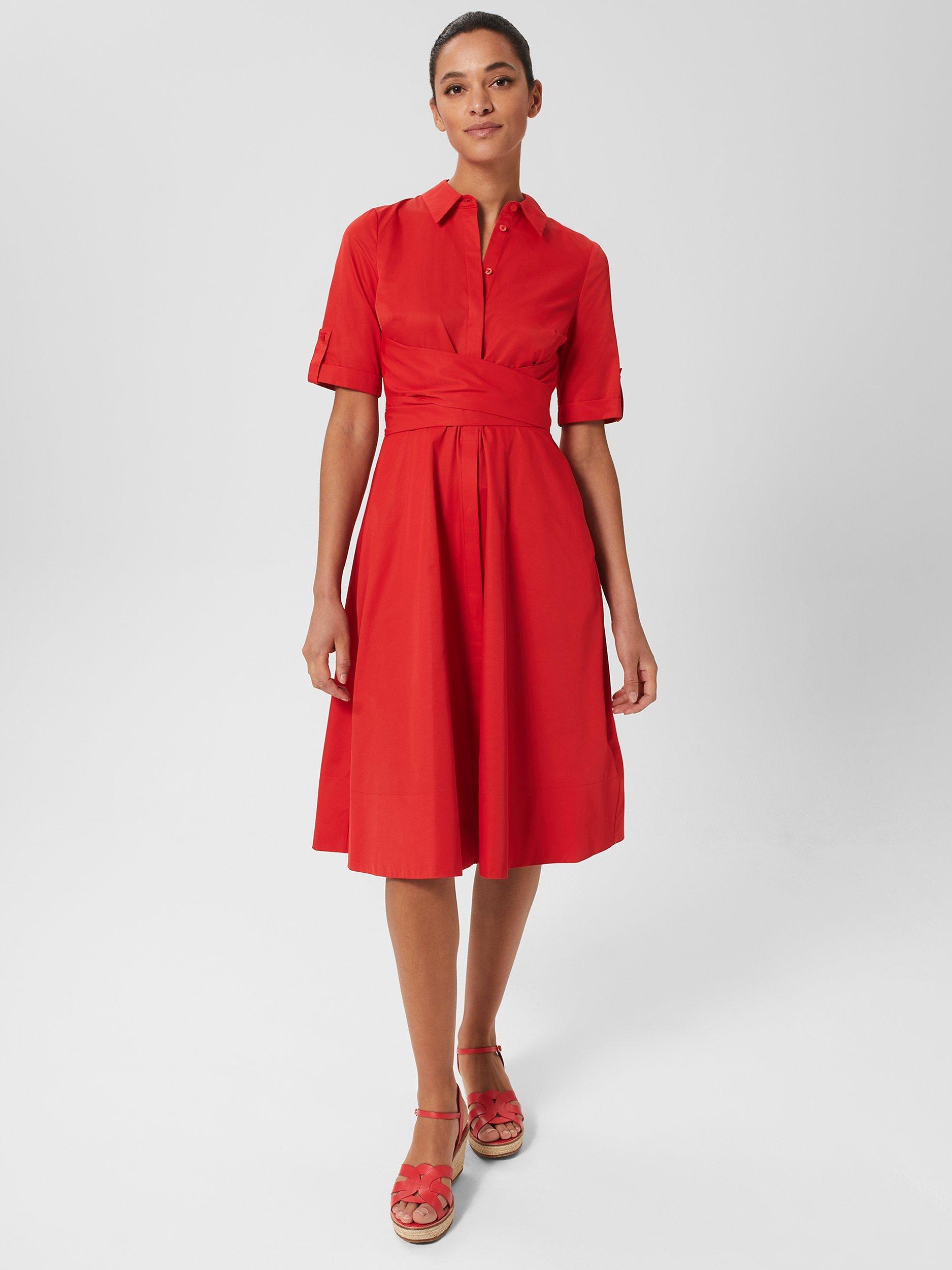 Hobbs Tarianna Plain Shirt Dress, Red
