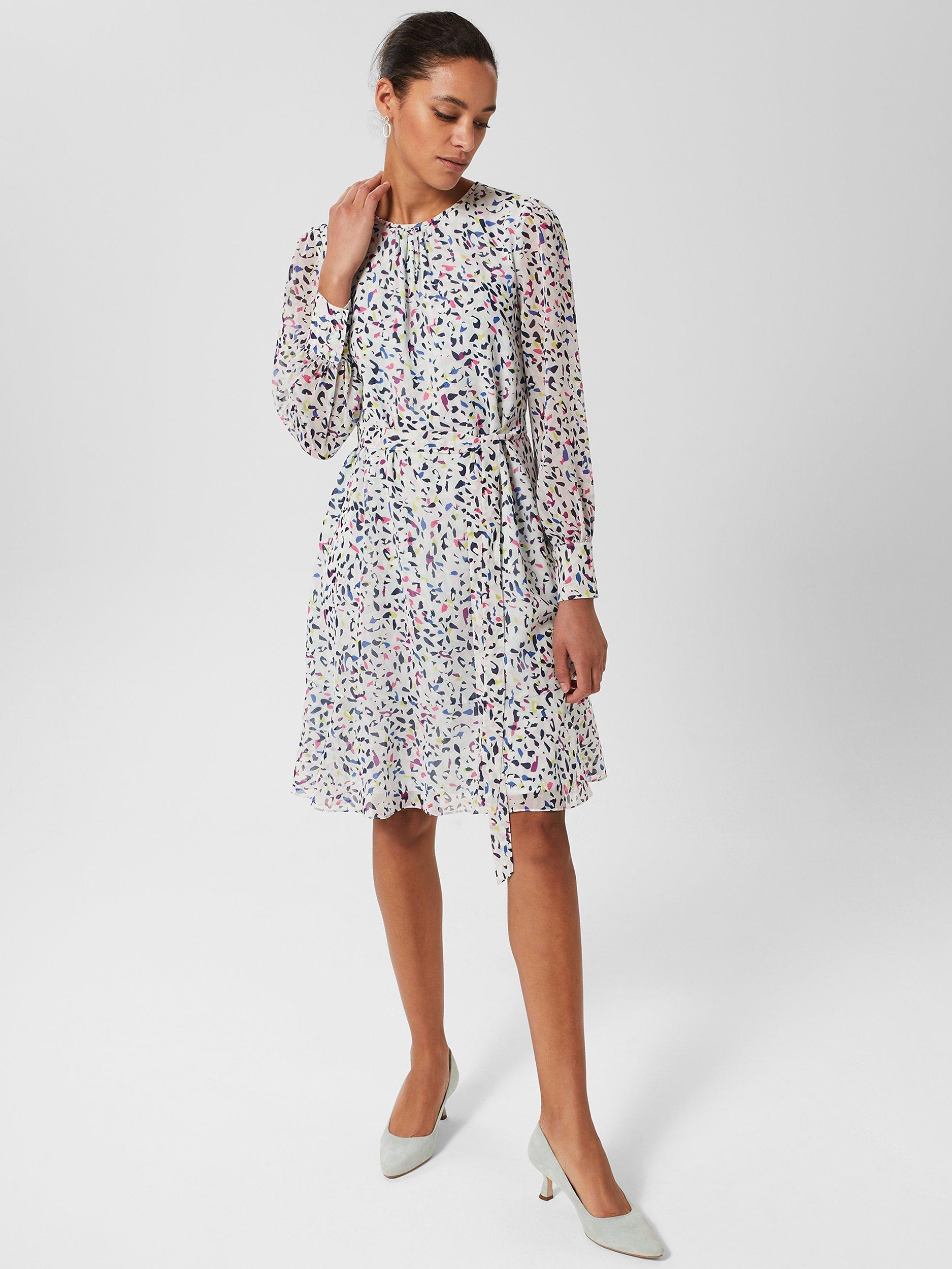 Hobbs Frances Print Dress White Multi