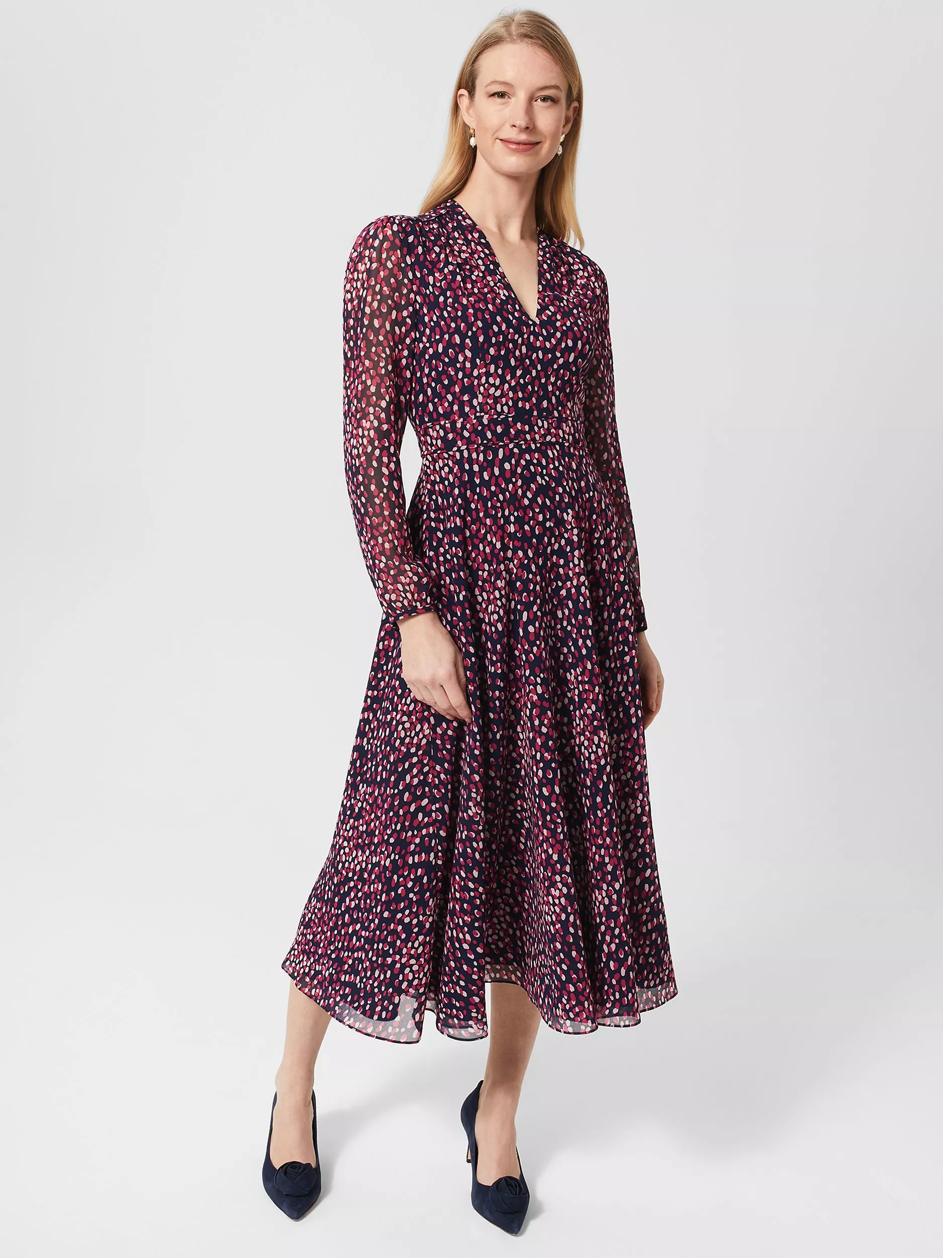 Hobbs Aurora Scatter Print Midi Dress