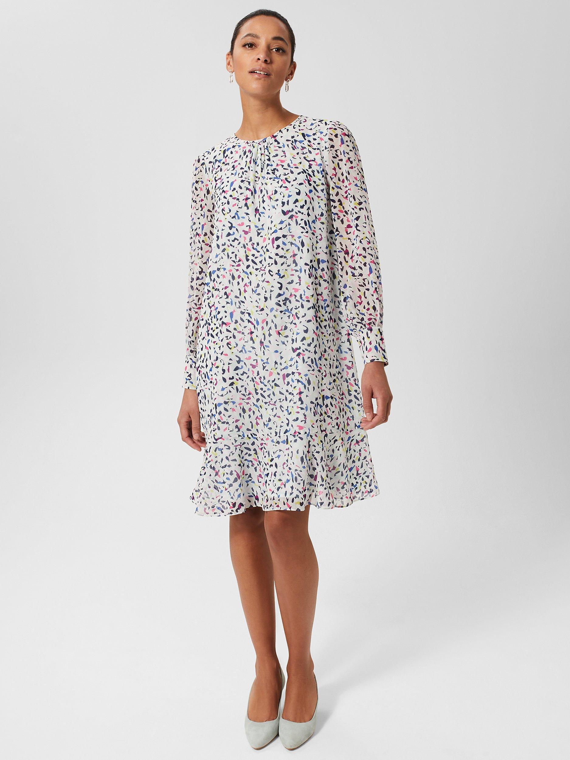 Hobbs Petite Frances Abstract Print Dress Sage Multi