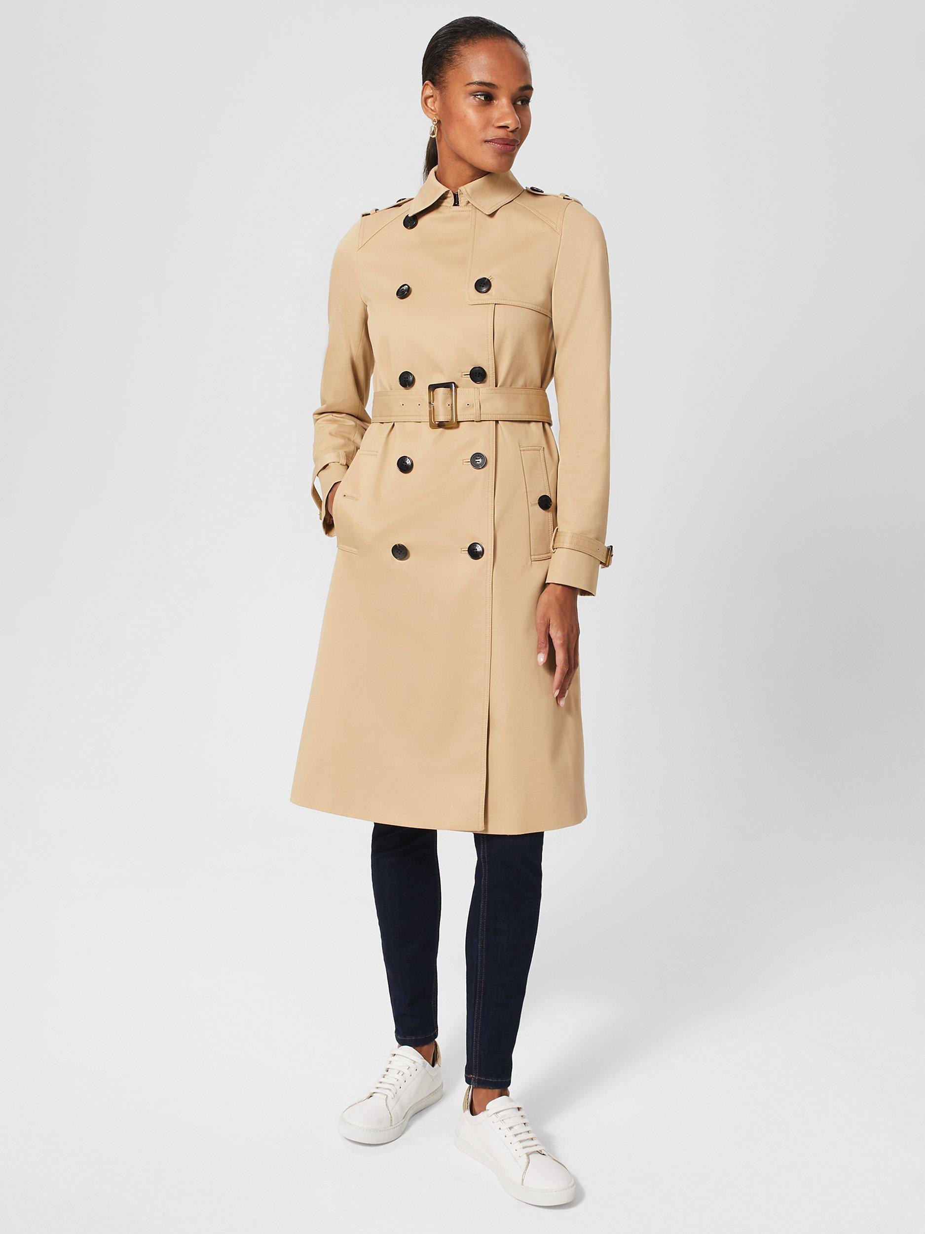Hobbs Petite Lisa Trench Coat, Beige Suede