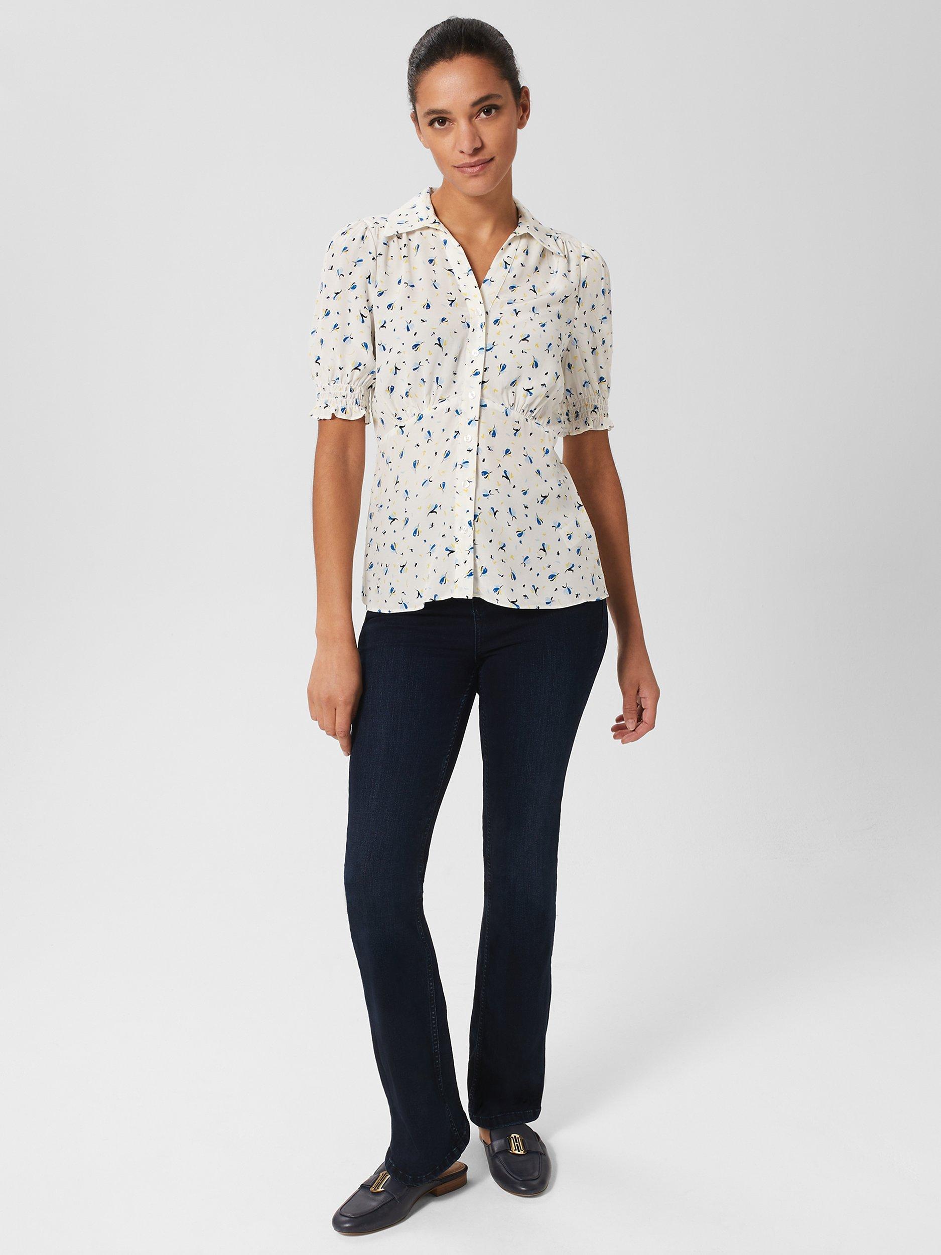 Product image 2 of 5, which shows Hobbs Taryn Floral Print Top, Ivory Multi, 14
