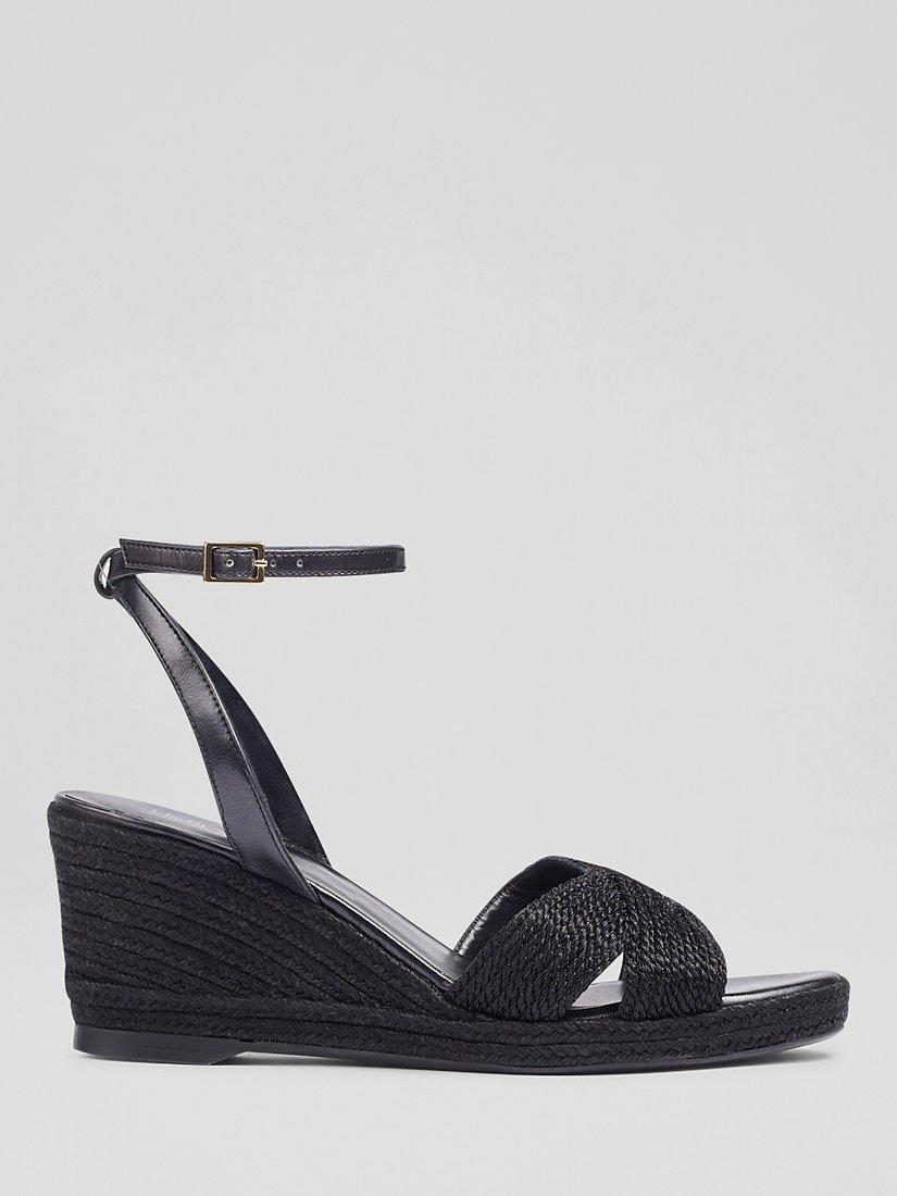 L.K.Bennett Santana Metallic Rope Wedge Sandals, Black