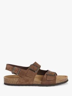 John Lewis Suede Backstrap Footbed Sandals, Brown, Castana