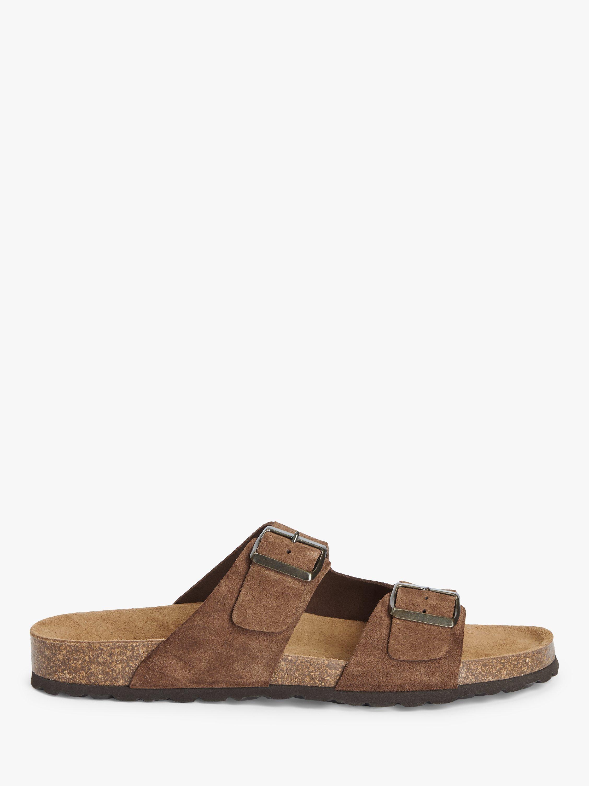 John Lewis Two Strap Footbed Suede Sandals, Castana