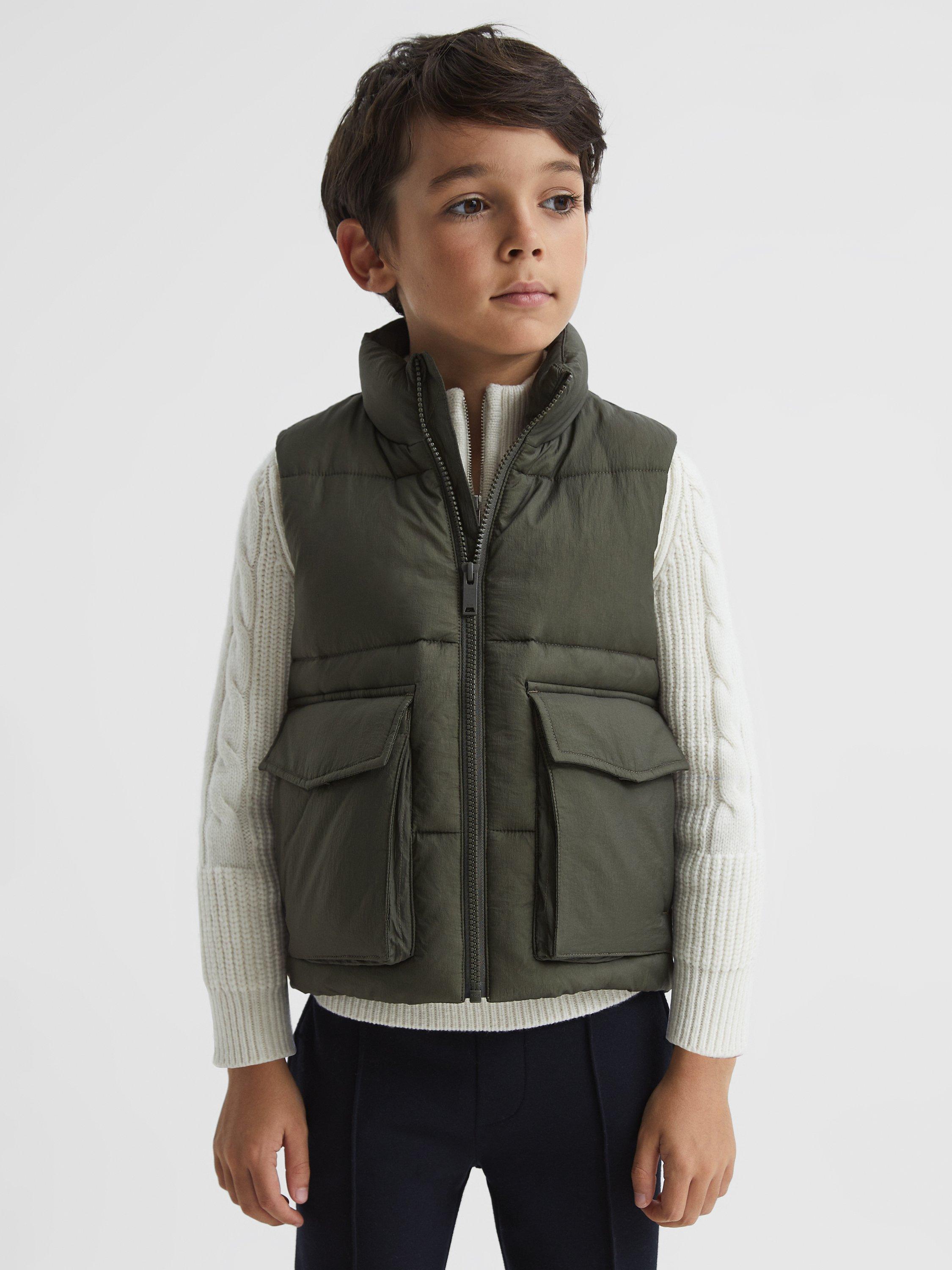 Product image 4 of 5, which shows Reiss Kids' Westbrook Gilet, Sage, 8-9 years